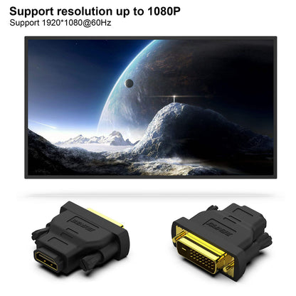 BENFEI DVI to HDMI, Bidirectional DVI-D to HDMI Male to Female Adapter with Gold-Plated Cord 2 Pack