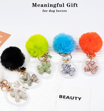 Black Rhinestone Balloon Dog Keychain for Women,Cute Bling Purse Charm,Girls Key Chains for Car Keys Handbag Purse Accessories,Black Keychain Cute