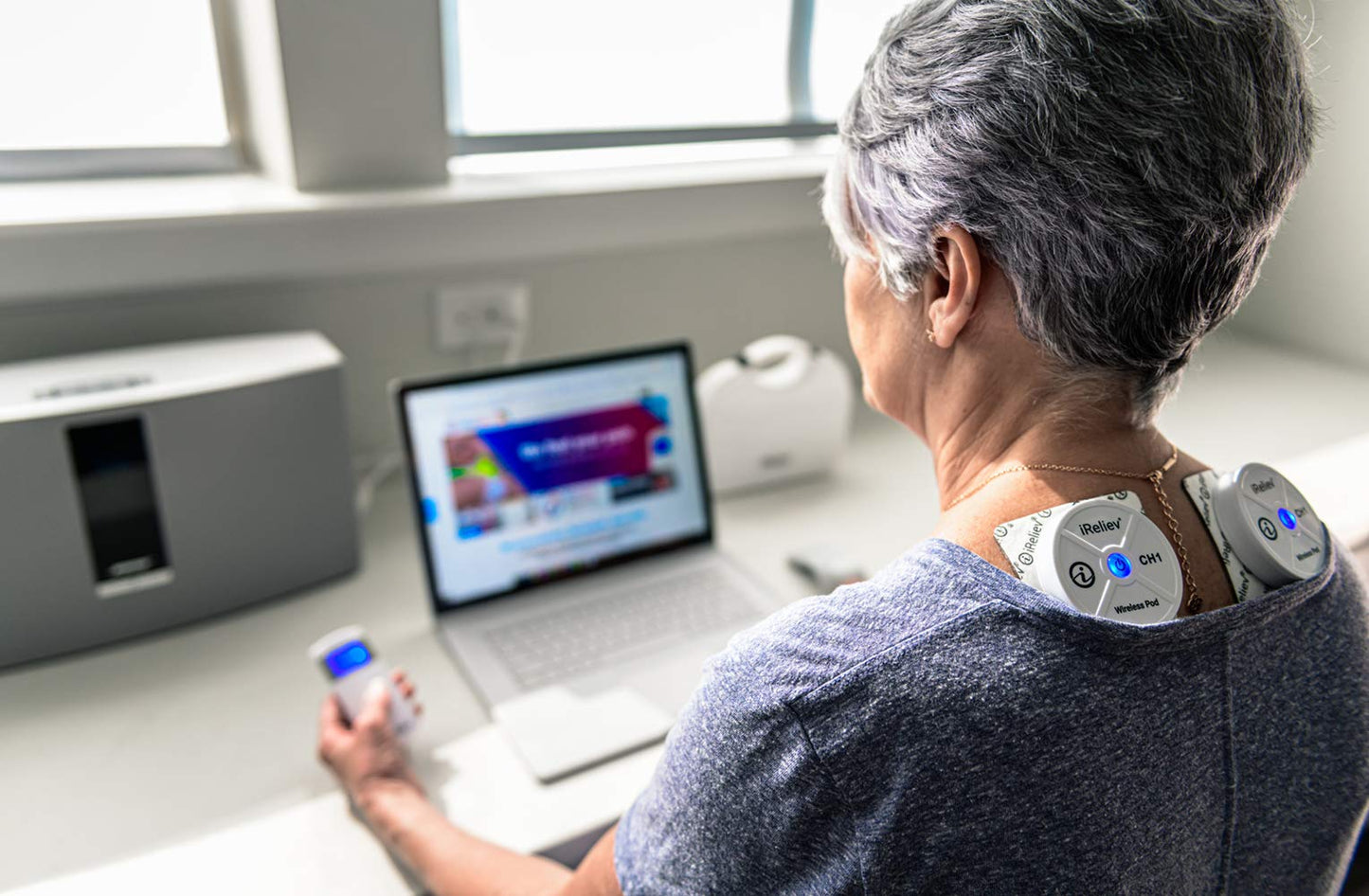 iReliev Wireless TENS + EMS Therapeutic Wearable System Wireless TENS Unit + Muscle Stimulator Combination for Pain Relief, Arthritis, Muscle Conditioning, Muscle Strength