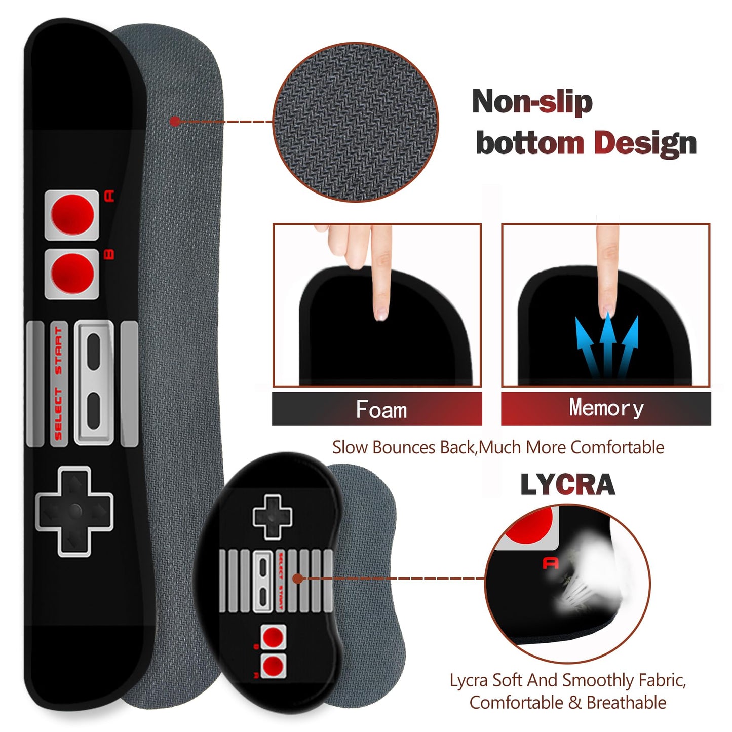 ARTSO Large Gaming Mouse Pad, Keyboard Wrist Rest Pad & Wrist Support Mousepad Set, Stitched Edge, Extended, Non-Slip Base, Memory Foam Desk Mat, Black Game Console