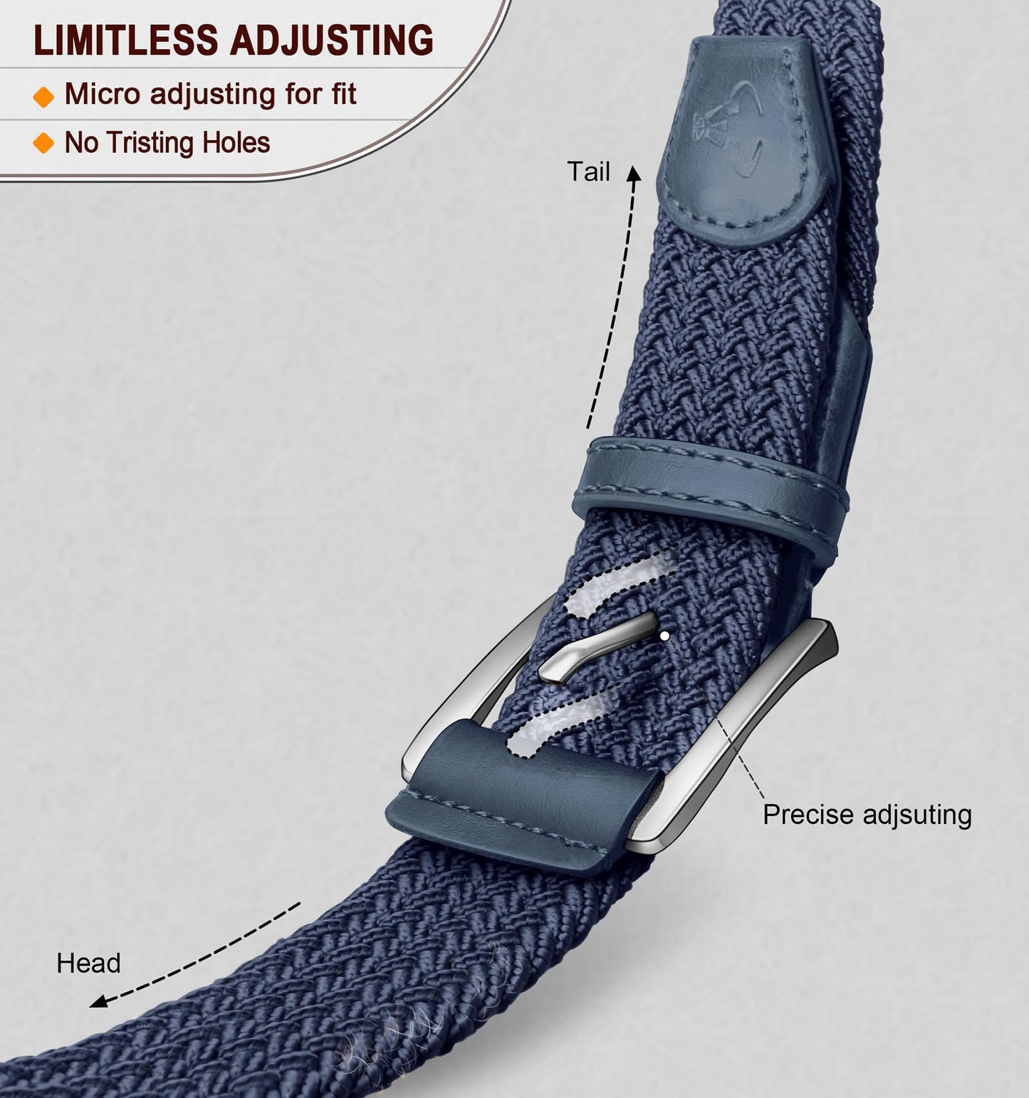 BULLIANT Stretch Belt Men,Mens Gift Woven Braided Web Belt 1 3/8 for Golf Casual Pants Shirts Jeans(Antique Blue,36"-40" Waist Adjustable)