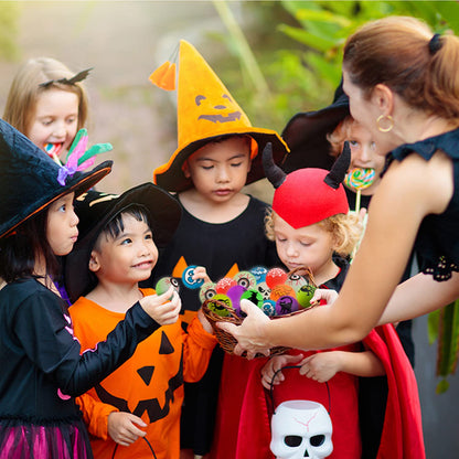 64pcs Glow in The Dark Bouncing Balls,8 Halloween Theme Designs Bouncy Toys Balls, Halloween Party Favors Supplies, Trick or Treating Goodie, Halloween Miniatures,School Classroom Game Rewards