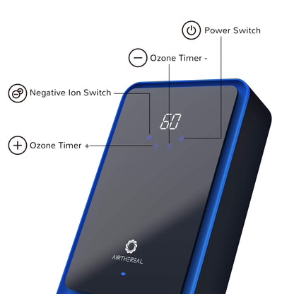 Airthereal AH1000 Portable Ozone Machine for Water and Air - 1000 mg/h, Multipurpose Liquid Ozonator with Negative Ion and Timer