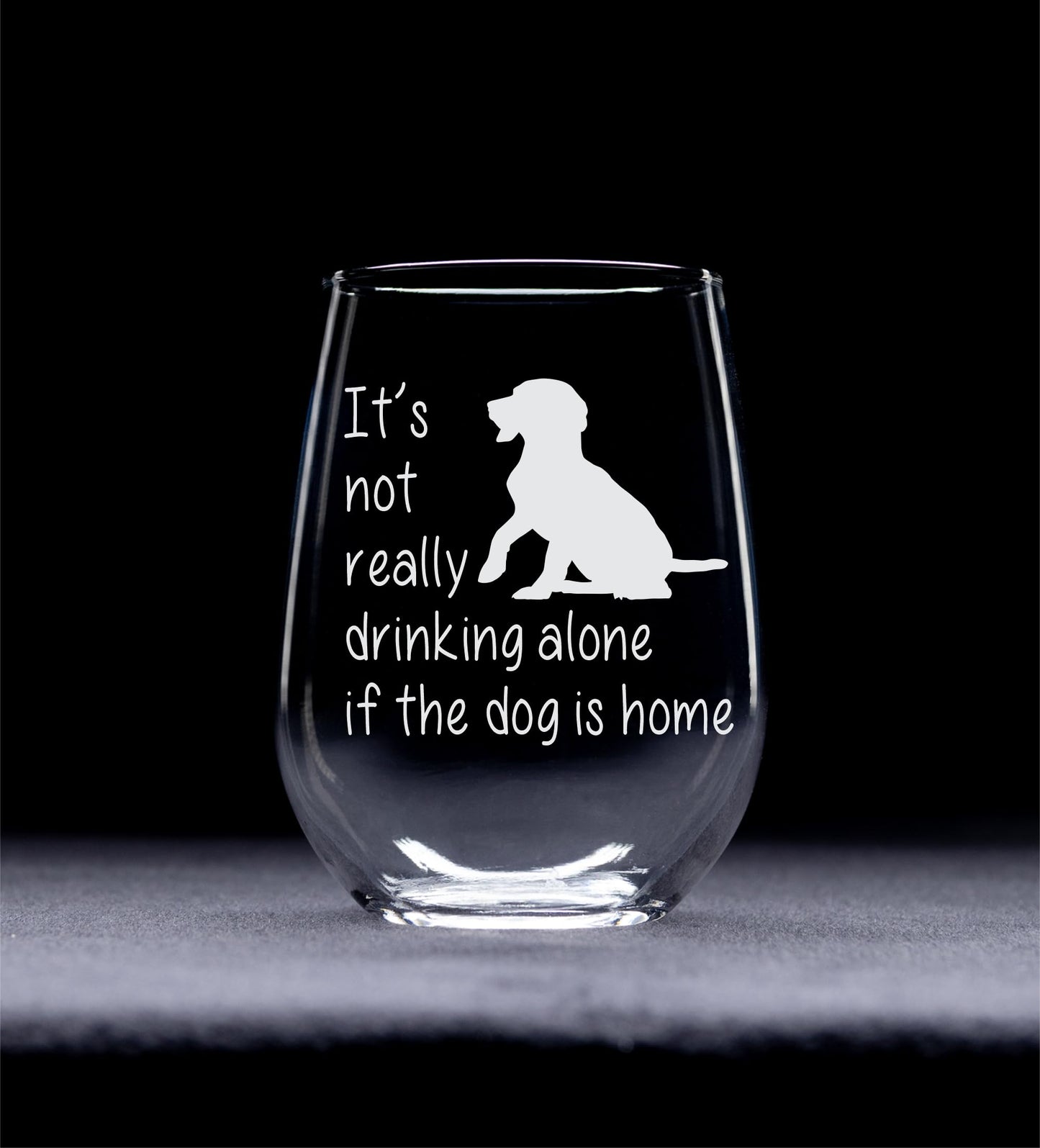 C M The Dog is Home Funny Stemless Wine Glass for Him, Her, Wife, Husband, Friend, Cute Dog Gift for Men Women - 17 oz (Style D1)