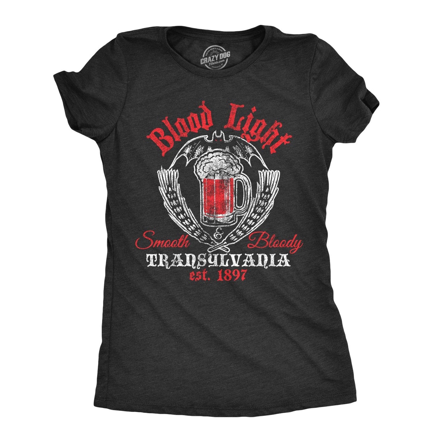 Womens Blood Light T Shirt Funny Beer Parody Vampire Halloween Tee for Ladies Funny T Shirts Halloween Tops for Women Cool Beer Top Women's Novelty Tees Black - XL