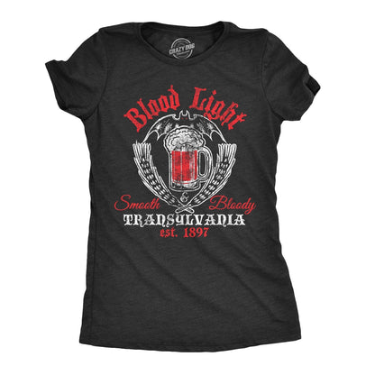 Womens Blood Light T Shirt Funny Beer Parody Vampire Halloween Tee for Ladies Funny T Shirts Halloween Tops for Women Cool Beer Top Women's Novelty Tees Black - XL