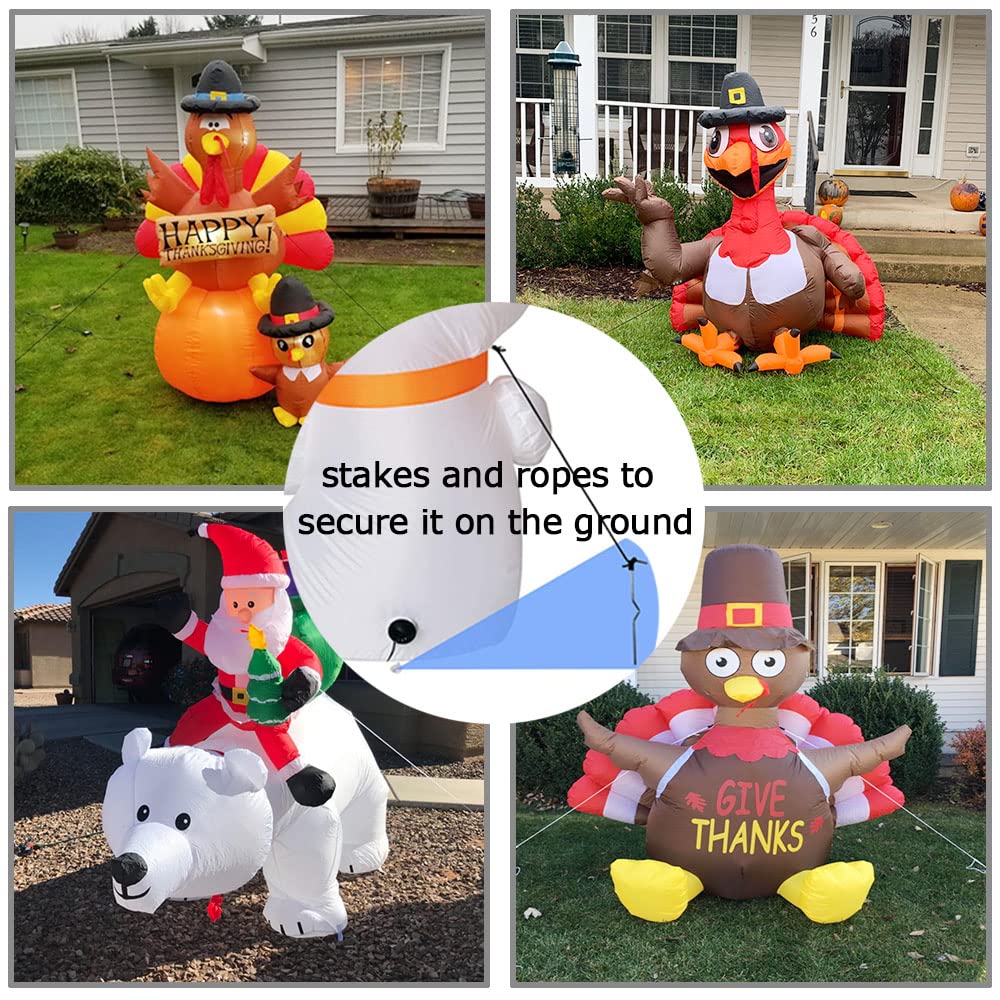 8 Pack Replacement 6.5ft Tethers and Aluminum Metal Stakes Tie Down Rope Strings for Halloween Christmas Xmas Camping Tent Blow Up Inflatable Spikes Outdoor Holiday Lawn Yard Garden Decoration