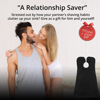 Beard Trimming Catcher Beard Bib Birthday Gifts For Men For Men With 2 Suction Cups Waterproof Non-Stick For Shaving And Trimming Grooming Accessories(Black)