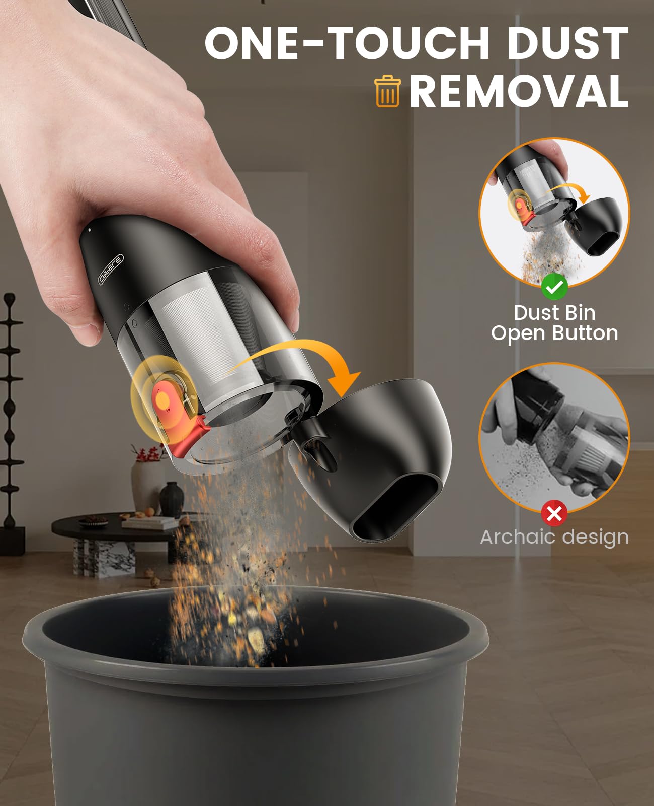 CAFELE Cordless Car Vacuum Cleaner Mini Portable Handheld Vacuum for Sofa Dog Hair with LED Flashlight, 2 Speeds, 2 Nozzles, Max 45Mins Runtime, for Car Home Office Keyboard Desk Couch