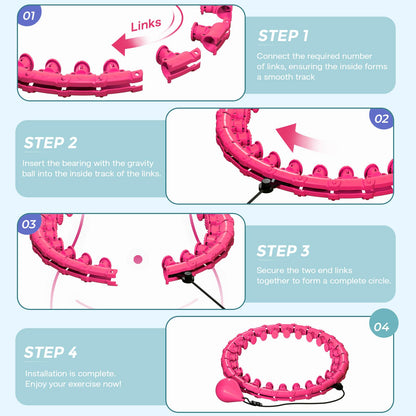 Argvsde Weighted Hula Infinity Fitness Hoop for Adult Weight Loss, 2 in 1 Smart Fitness Workout Hula Circle Hoops with 27 Detachable Knots, Exercise Fit Hoop Suitable for Women and Beginners
