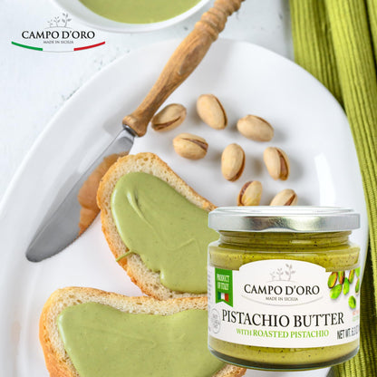 CAMPO D'ORO - Pistachio Butter Sweet Spreadable Cream, 6.3 oz (180g), Rich & Nutty for Knafeh Pistachio Dubai Chocolate Bars