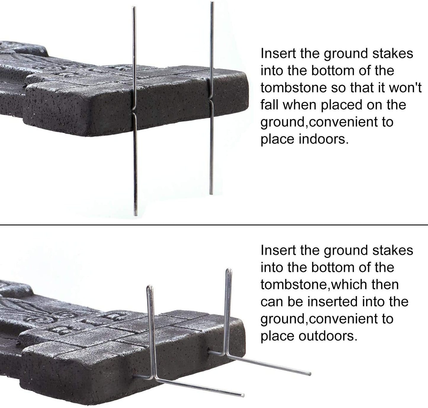 AYOGU 17” Halloween Foam RIP Graveyard Tombstones, 5 Pack Tombstone with 10 Metal Stakes for Halloween Decorations