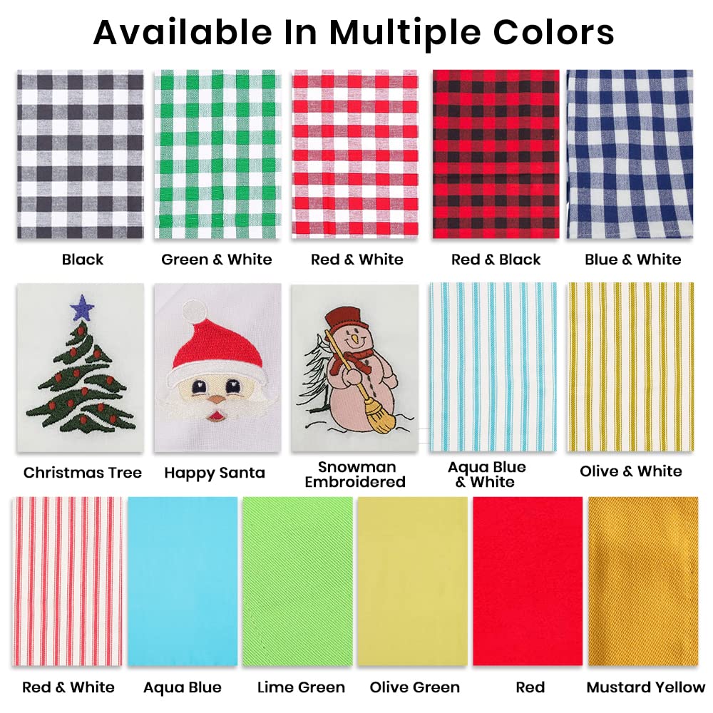 Candy Cottons Christmas Cloth Napkins White Dining Table Dinner Napkins|Washable Cotton Napkins Easter Basket Decor|Christmas Tree Embroidered 18x18 in White Pk of 6 Cocktail Party Napkins