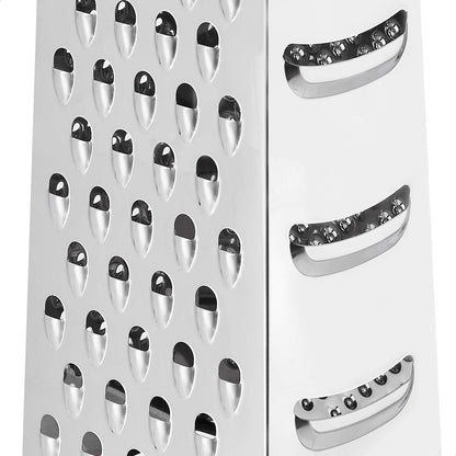 Amazon Basics Rectangular 4-Sided Box Cheese Grater, Stainless Steel, Zester, Non-Slip Base, Dishwasher-Safe, 9 inch, Black