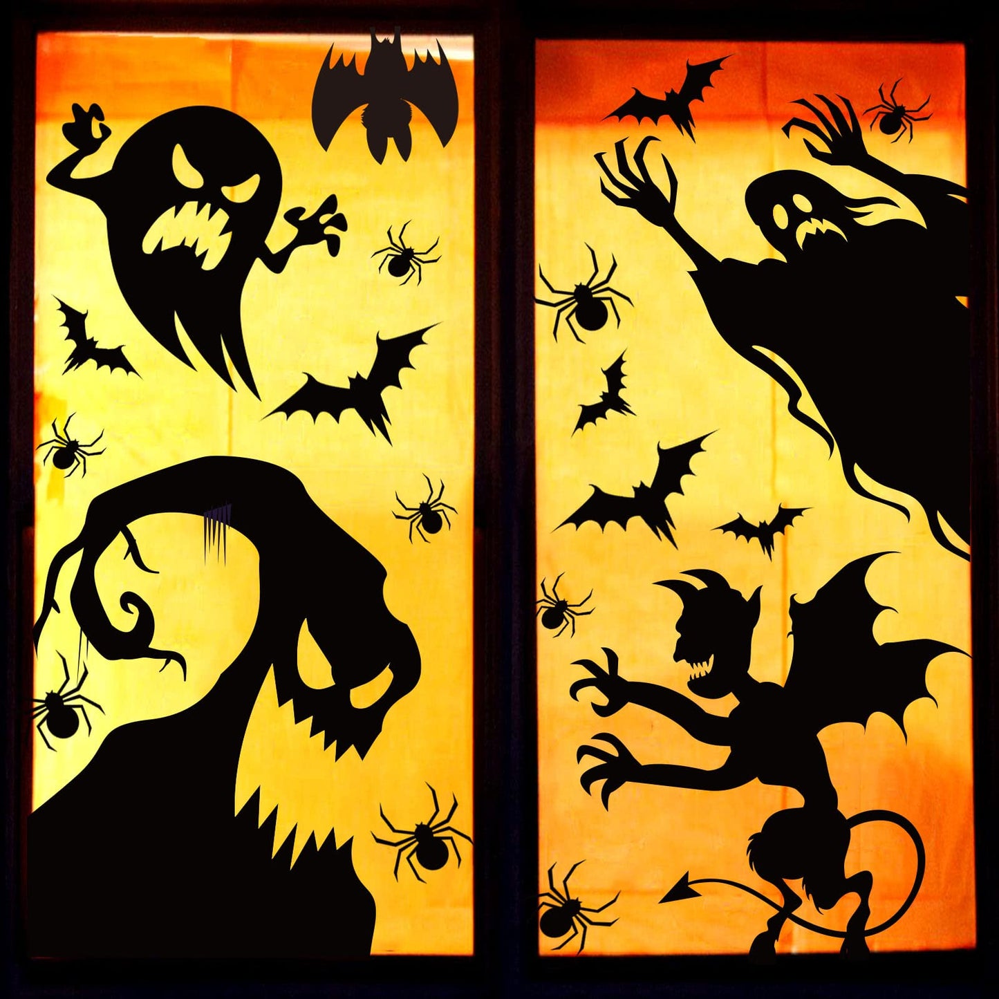 Hidreas Large Halloween Window Clings Stickers, Halloween Window Decorations Halloween Window Silhouette for Windows Glass Walls