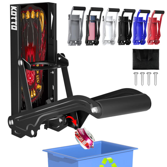 Can Crusher with Auto Drop Recycling | Built-in Bottle Opener | Crushes 12-16oz Cans | Includes Kitchen Storage Bag | Heavy Duty Metal Design, Space Saving & Hands-Free Operation- Halloween gifts