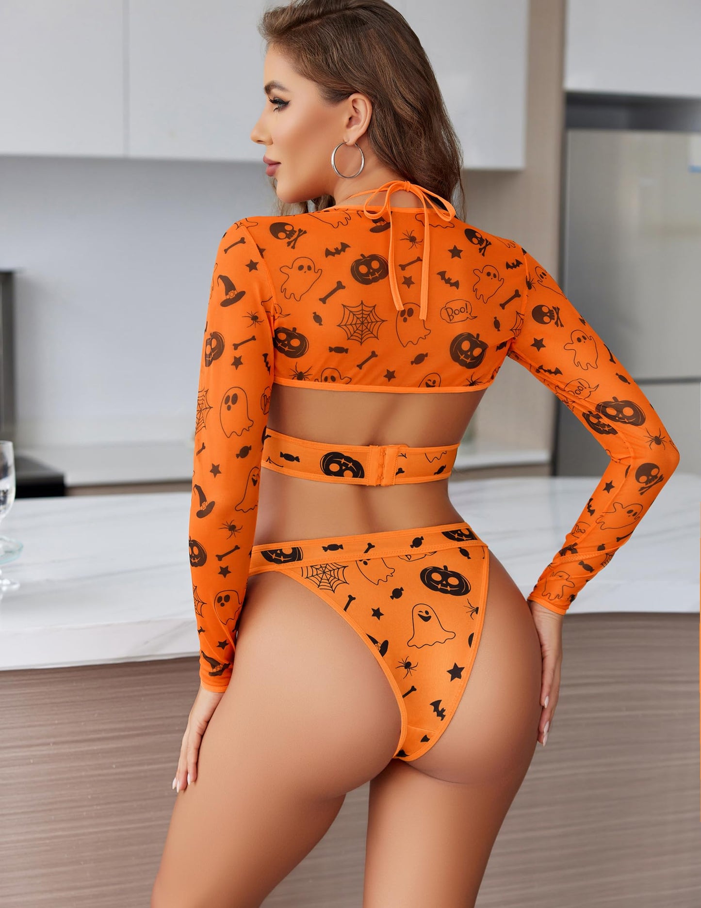 Avidlove Rave Outfits for Women Festival Sexy Halloween Lingerie Bodysuit Buckle Shrug Crop Top Set