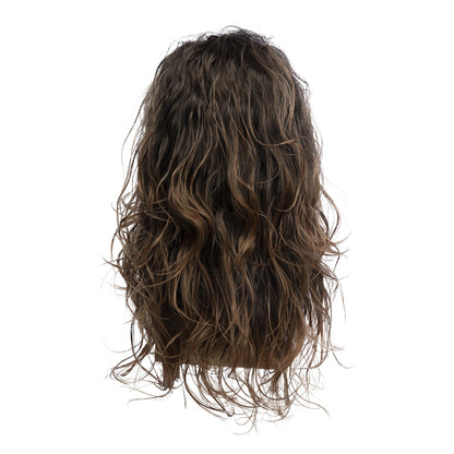 Baruisi Long Curly Wavy Brown Wigs for Men Synthetic Natural Party Halloween Cosplay Hair Wig