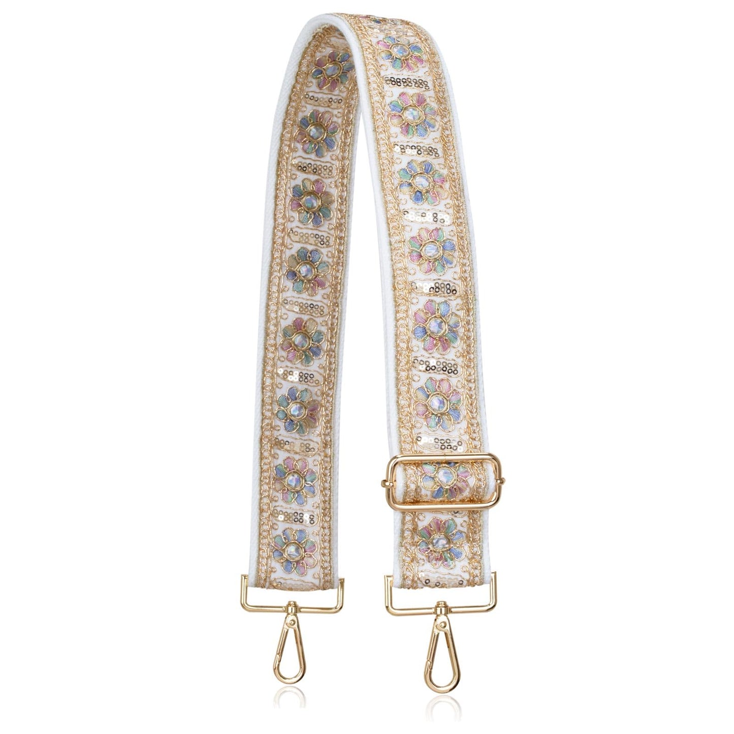 ALLZEDREAM Purse Strap Crossbody Replacement Handbag Shoulder Bag 2" Wide Adjustable Embroidered Lace Sequins