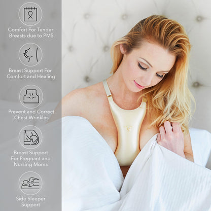 Intimia Breast Pillow for Chest Wrinkles and Side Sleeping - Chest Pillow for Wrinkle Prevention - Chest Wrinkle Pillow for Breast Support (Gold)
