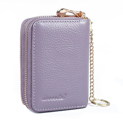 imeetu Rfid Credit Card Holder,Genuine Leather Businese Card Case,Rfid Blocking Wallet for Women & Men(Max - Light purple)