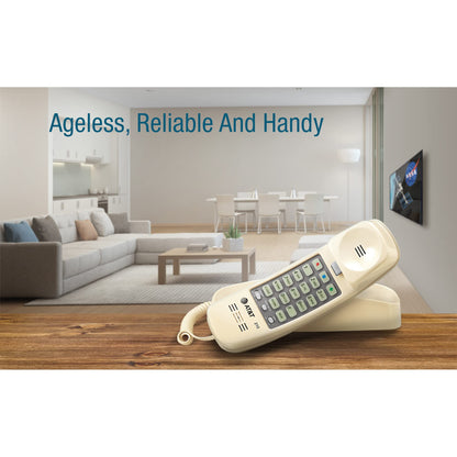 AT&T TRIMLINE 210 Corded Home Phone, No AC Power Required, Improved Easy-Wall-Mount, Lighted Big Button Keypad, 13 SpeedDial Keys, Last Number Redial, Mute, Flash, Volume Control, Beige