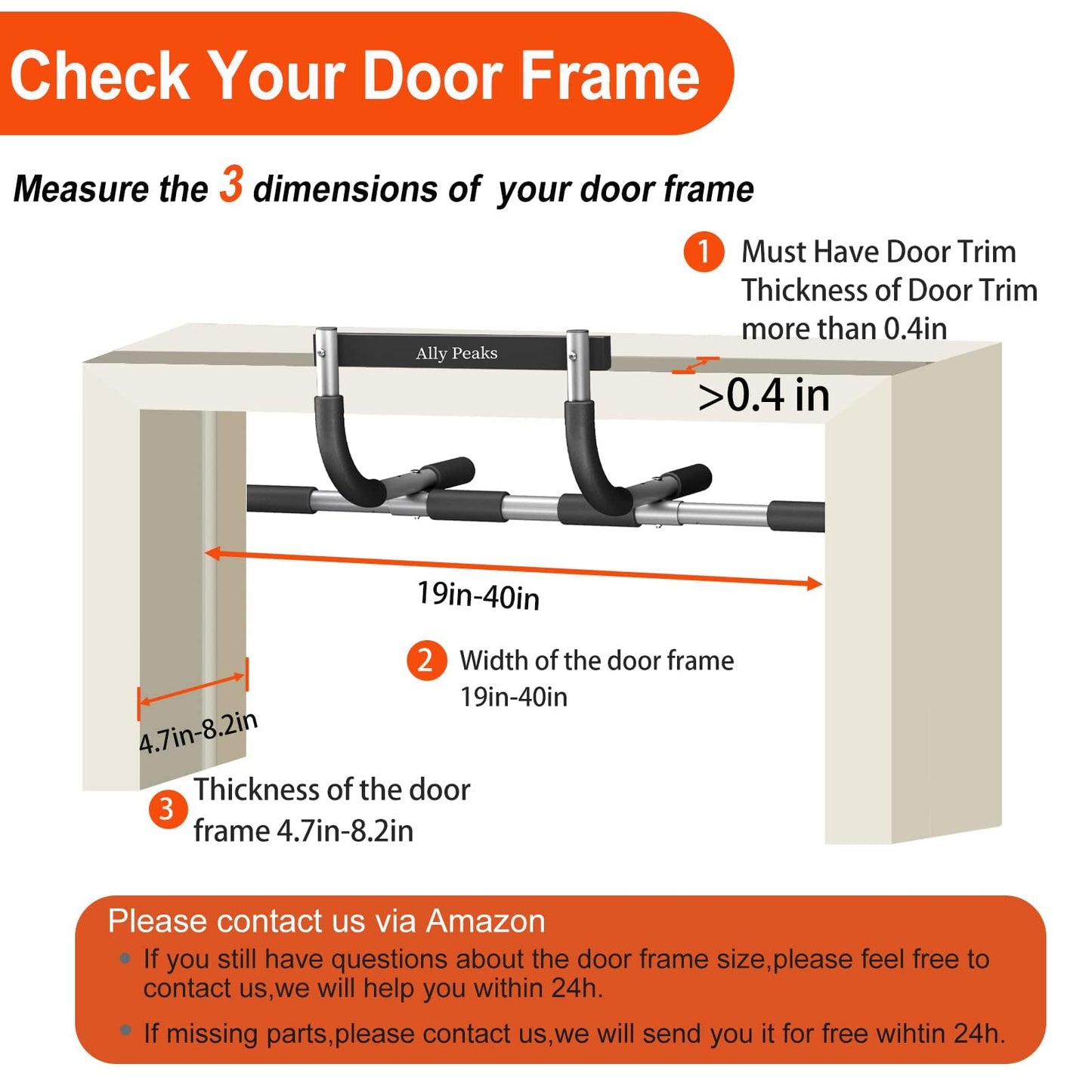 Ally Peaks Pull Up Bar for Doorway,Multiple Levels Width Adjustable Pull Up Bar Accurately Match Wide and Narrow doorframe,Indoor Chin-Up Bar Workout Bar,USA Original Patent
