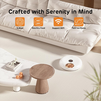 iPettie Donut Frost WiFi 6 Meal Automatic Cat Dispenser with App Control, Dry & Wet Food Automatic Cat Feeder, Smart Dog Feeder with Two Ice Packs, Programmable Timer, Holds 6 x ½ lb. of Food