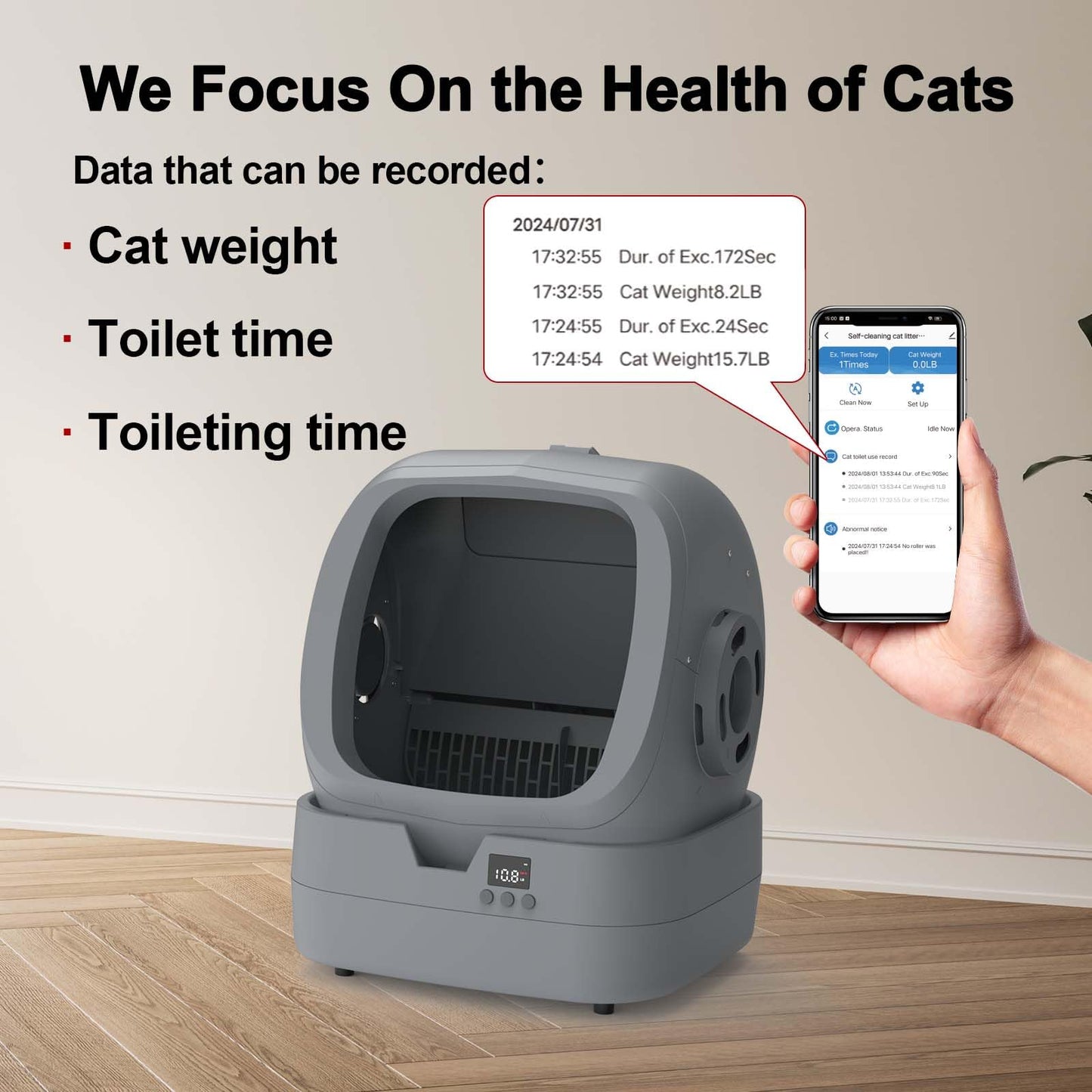 Automatic Cat Litter Box Self Cleaning - APP Control and Weight Monitoring - 86L Ultra-Quiet - Smart Health Monitor, Safe Anti-Pinch, Self Cleaning Litter Box (Assembly Required) -Worry Free Returns