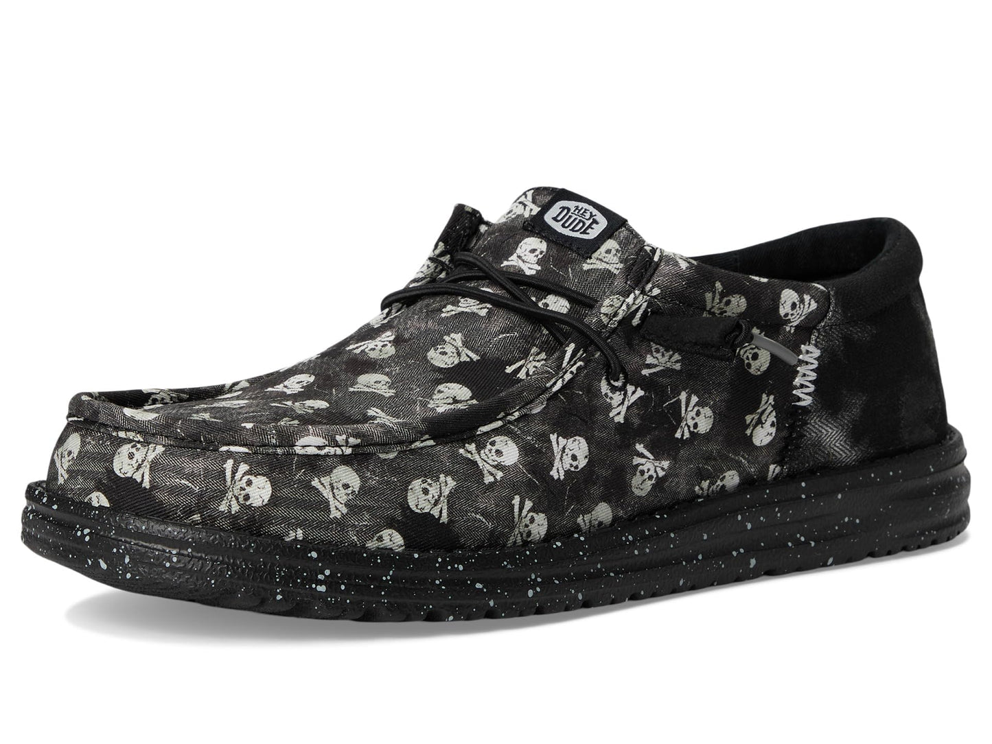 HEYDUDE Men's Wally Funk Skull Print, Black/Black Oyster, 10 Medium
