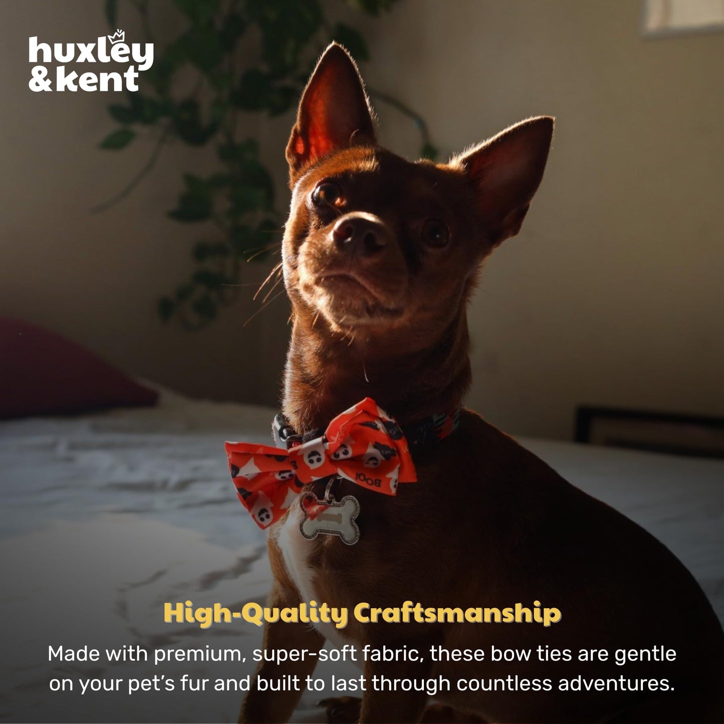 Huxley & Kent Pet Bow Tie for Dogs & Cats - Halloween Adjustable Hook & Loop Collar Accessory - Cute & Comfortable for Holidays & Celebrations - Ghostbusters, Extra-Large