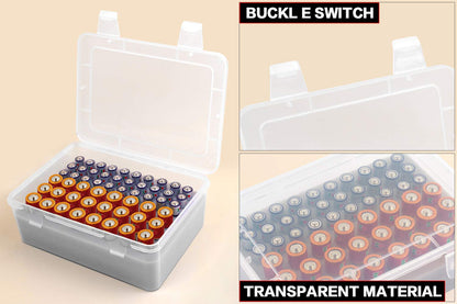 Battery Organizer Storage Box, Garage Case Holder for 24* AA, 30* AAA Batteries (Bag Not Include Batteries Pack) (white)