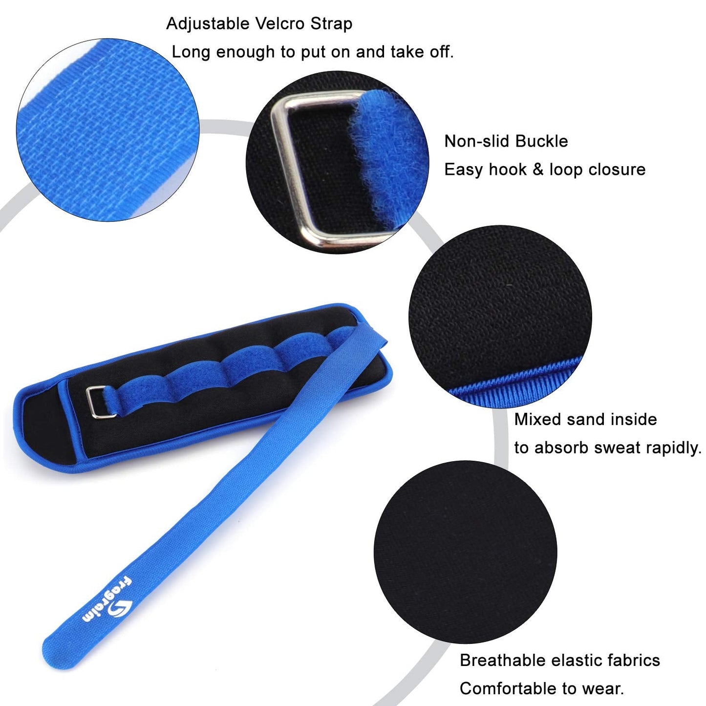 Ankle Weights for Women, Men and Kids - 2 LBS x 2 Strength Training Wrist/Leg/Arm Weight with Adjustable Strap for Jogging, Gymnastics, Aerobics, Physical Therapy (Blue)