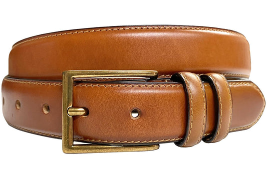 HJ-10 Men's Oil-Tanned Genuine Leather Dress Classic Belt 1-1/8"(30mm) Wide (Tan, 36.)