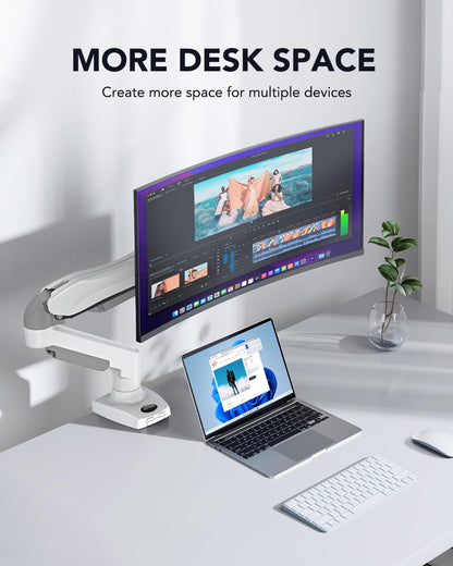 HUANUO Single Monitor Mount, 13 to 32 Inch Gas Spring Monitor Arm, Adjustable Stand, Vesa Mount with Clamp and Grommet Base - Fits 4.4 to 19.8lbs LCD Computer Monitors