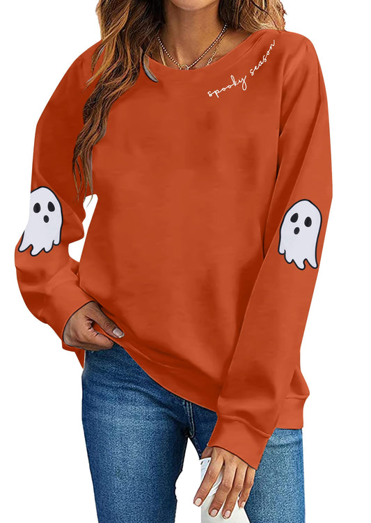 HEBBE Spooky Season Sweatshirts Halloween Ghost Sweatshirt Women - Halloween Graphic Crewneck Tops Casual Sweater