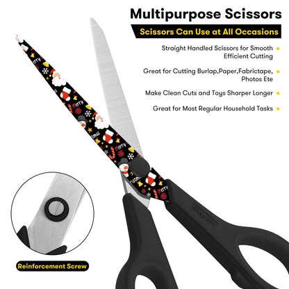 iBayam All Purpose Scissors for Construction Scrapbook Kraft Craft Paper, Gifts Wrapping Packing Paper Cutter Tool, 3 Pack Ultra Sharp 8" Thick Blade Comfort-Grip Scissors for Moving Package Supplies