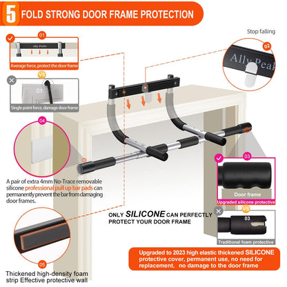 Ally Peaks Pull Up Bar for Doorway,Multiple Levels Width Adjustable Pull Up Bar Accurately Match Wide and Narrow doorframe,Indoor Chin-Up Bar Workout Bar,USA Original Patent