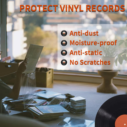 20 Clear Vinyl Record Sleeves, 12" LP Outer Record Sleeves, 12.75" x 12.75", 3.2 Mil Protective Album Covers for Single & Double Vinyl Records