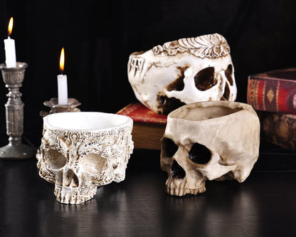IBWell Modern Large Funny Resin Skull Shaped Head Design Flower Pot Planter Container, Decoration Flowerpot Props Home Office Desk Decor (Mediterranean)