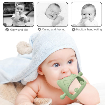 Baby Teethers 0-6 Months,Teething Toys for Babies 0-6 Months,Never Drop Baby Chew Toys for Teething Relief,Infant Hand Teether Pacifiers for 0-6 Months,Ideal Baby Toys Gifts for New Moms(Cartoon Cat)