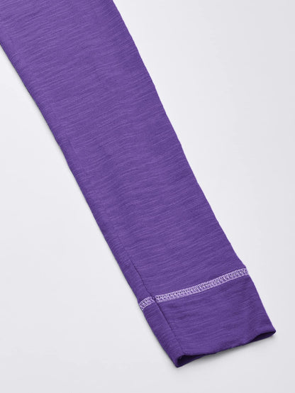 Hanes Girls Slub Jersey Full Zip Jacket Shirt, Purple Crush, Large US