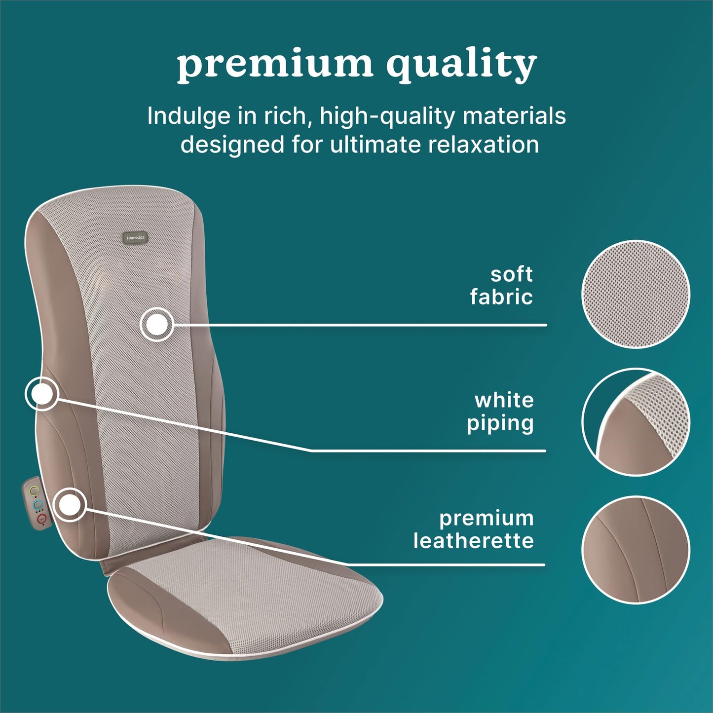 Homedics Shiatsu Massage Cushion with Heat for Full, Upper, and Lower Back, Deep Kneading Massager, Fits Most Chairs for Home or Office Use, Custom Comfort with 3 Zones for Targeted Control