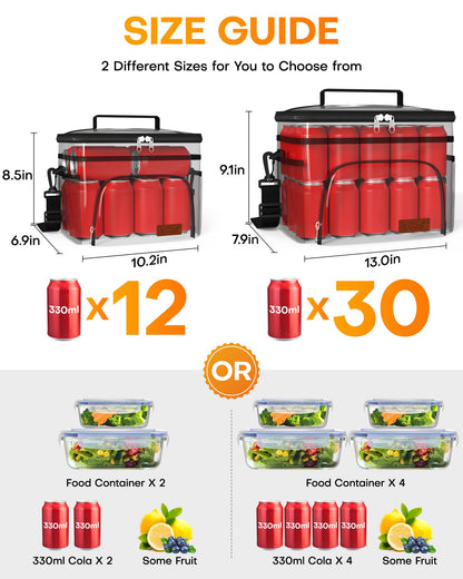 HOTOR Insulated Lunch Box for Men & Women - Leak-Proof Cooler Lunch Bag with 4 Pockets, Adjustable Strap, Ideal for Work, Picnic, Travel - Medium, Black, 10.2"×6.9"×8.5"