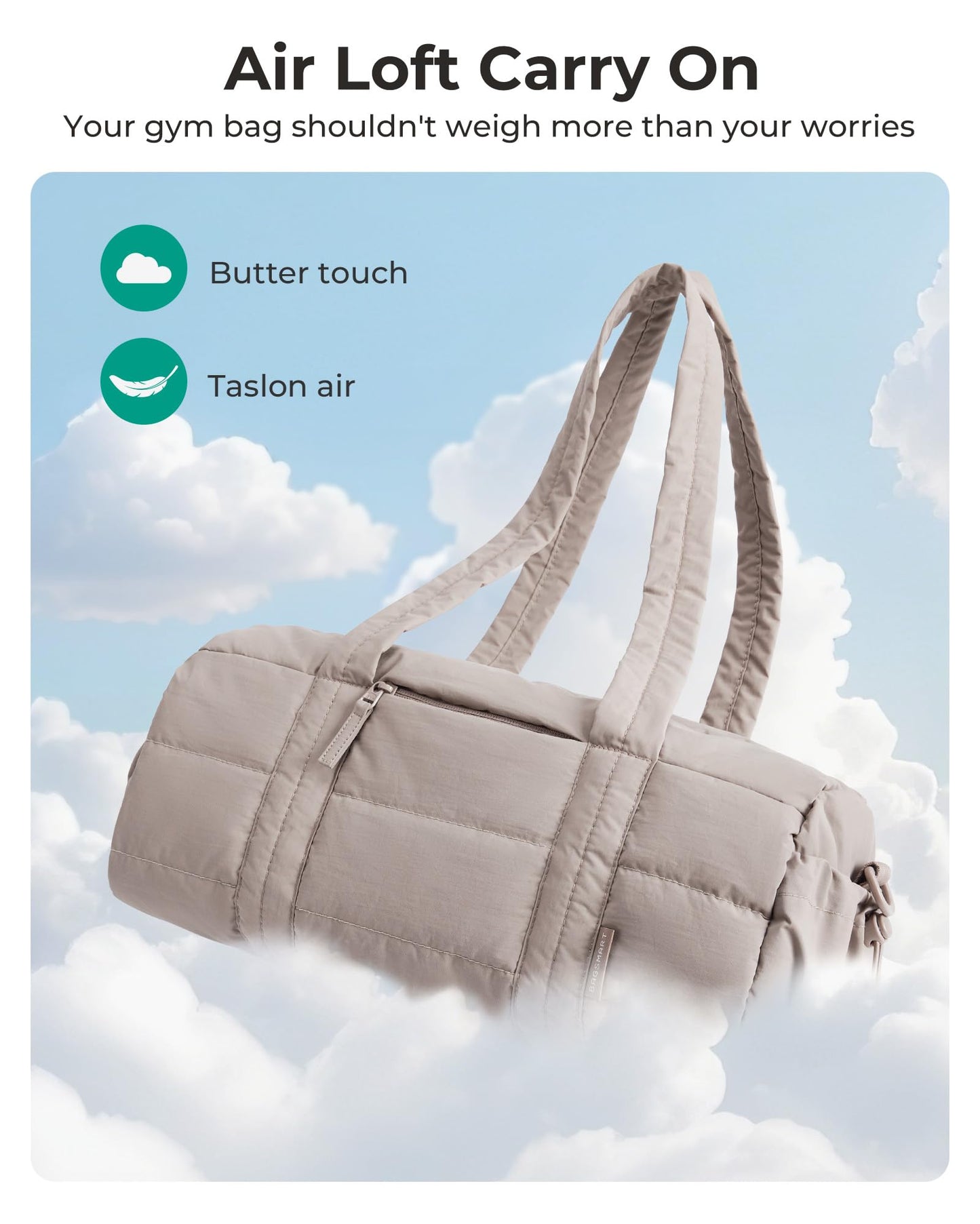 BAGSMART Gym Bag for Women, Yoga Mat Duffle Bag with Wet & Dry Pocket, Quilted Sports Bag for Weekend/Swimming, Candy Pink