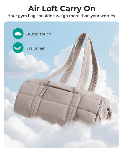 BAGSMART Gym Bag for Women, Yoga Mat Duffle Bag with Wet & Dry Pocket, Quilted Sports Bag for Weekend/Swimming, Candy Pink