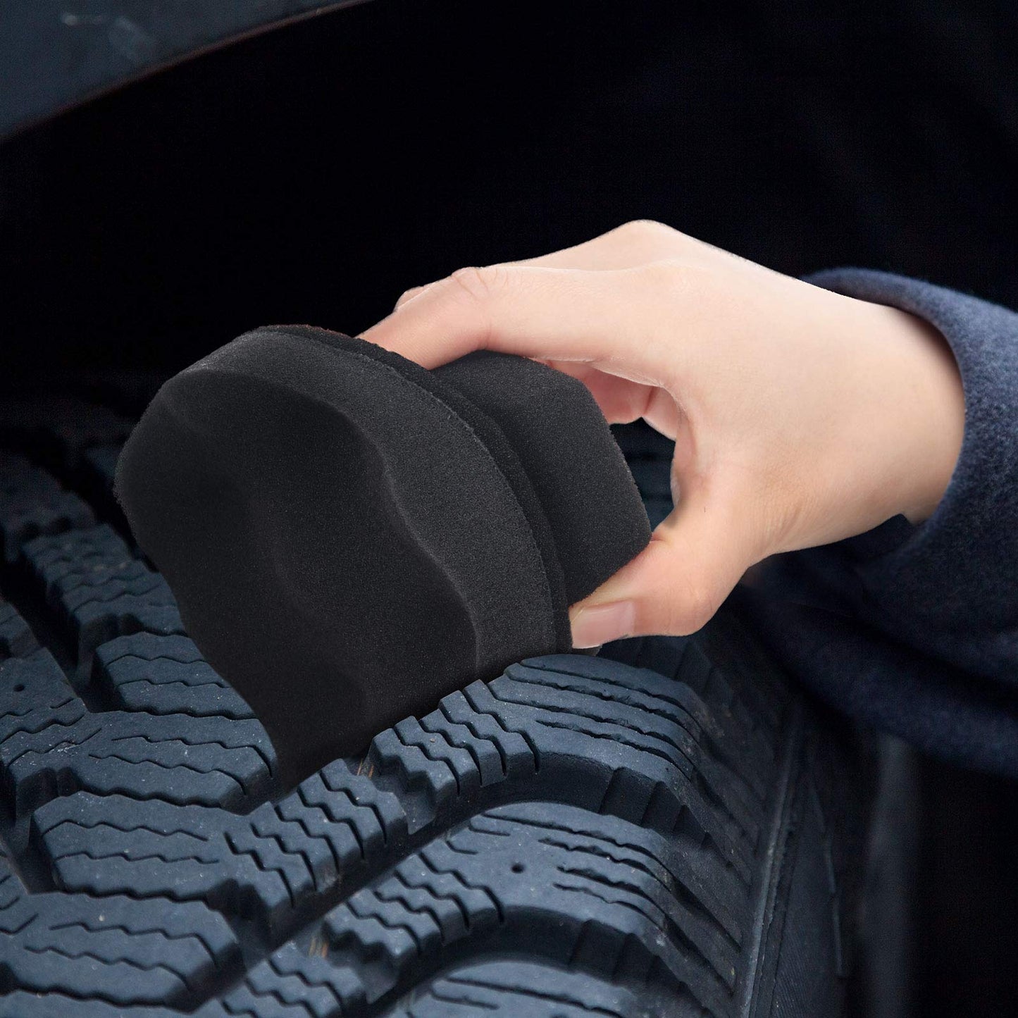 3 Pieces Tire Shine Applicator Tire Dressing Applicator Pads Tire Sponge Applicator Foam Tire Gel Wet Applicator Car Detailing Reusable Cleaning Supplies for Tire Shine (Gray,4.33 Inch)