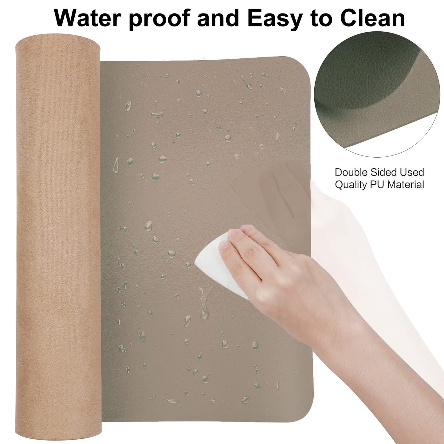 Boutilon Leather Desk Pad Protector,Non-Slip Mouse Pad,Laptop Desk Pad,Office Mouse Mat,Waterproof Leather Desk Blotter,Desk Writing Pad for Office and Home (S-Champagne,24"x 14")