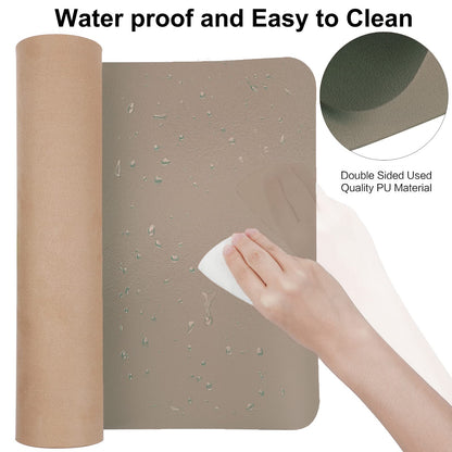 Boutilon Leather Desk Pad Protector,Non-Slip Mouse Pad,Laptop Desk Pad,Office Mouse Mat,Waterproof Leather Desk Blotter,Desk Writing Pad for Office and Home (S-Champagne,24"x 14")