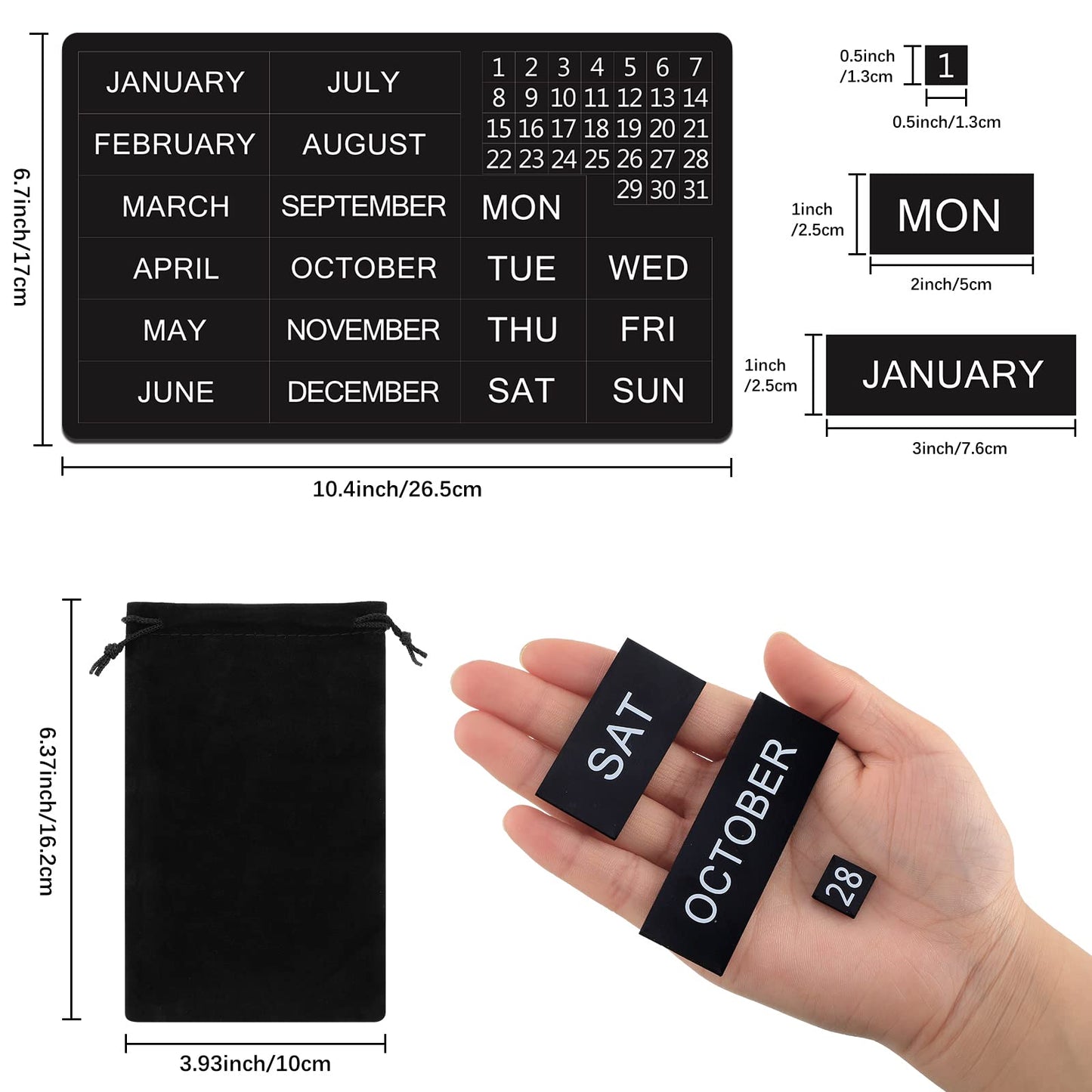 50 Pcs Calendar Magnet Numbers for Whiteboard and Refrigerator, Magnetic Days of The Week and Months Magnetic Calendar Dates Indicators for Office (10.4 x 6.7 Inch)